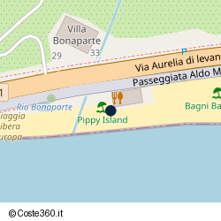 Posizione approssimativa di Bagni Pippy Island